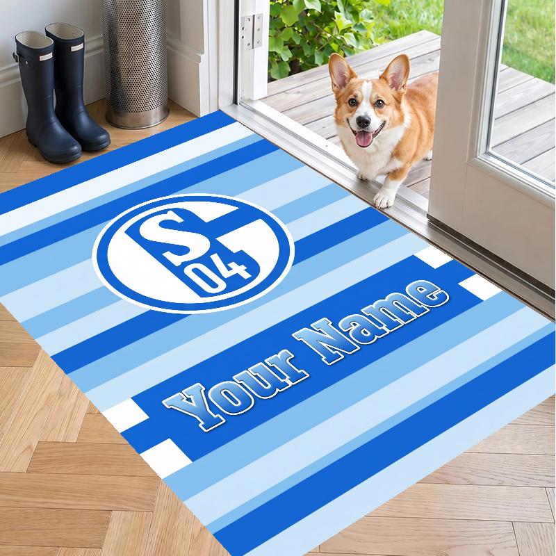 Custom Name Schalke 04 Crystal Velvet Floor Rug Personalized Text Soft Carpet Home Decor