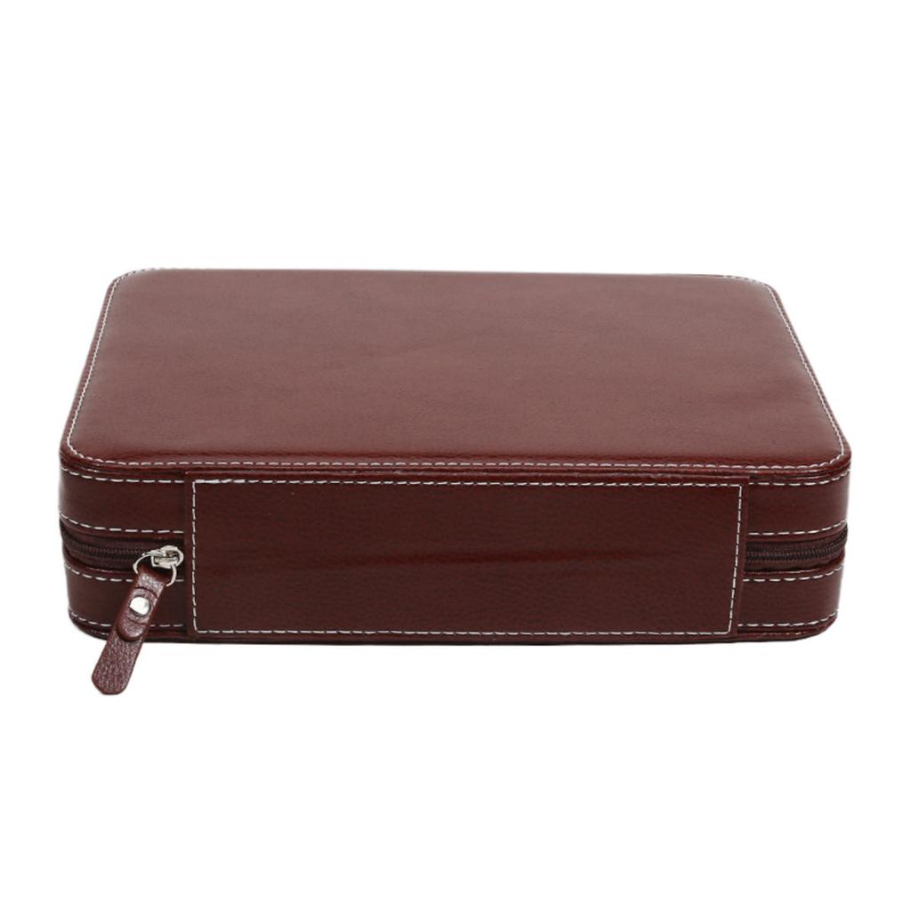 Slots Embedded Portable Travel Storage Bag For Watch/Daily Necessities Storage Box Leather Zipper Watch Box