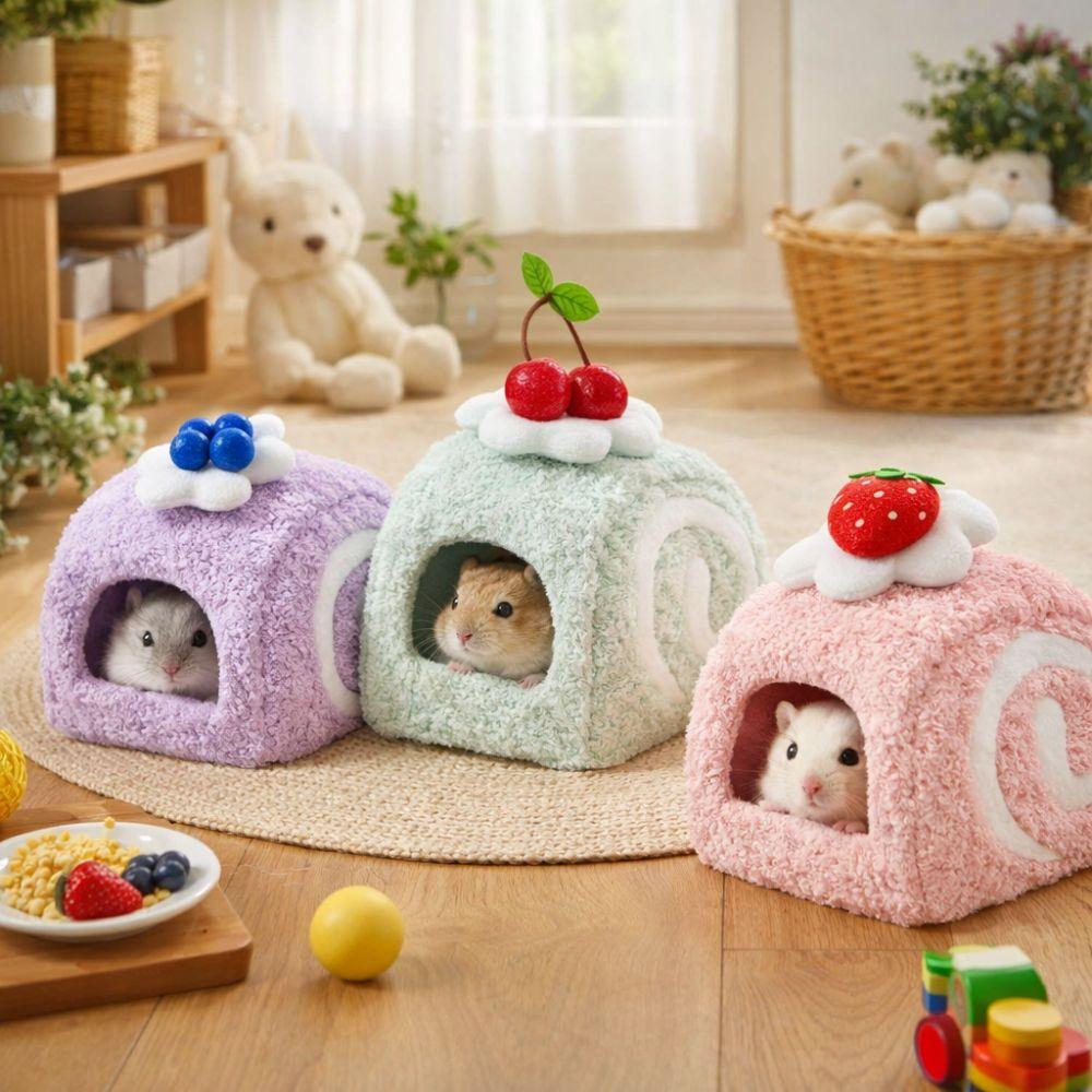 Warm Plush Hamster Cage Cute Pet Sleeping Bag Chinchilla Shelter Bird Hiding House Small Animal