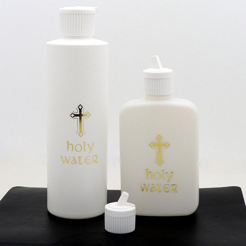 250/60/100Ml Refillable Holy Water Bottle Gold Cross Plastic Container With Screw Lid Christian Easter Party Church Supplies