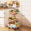 Многослойная поворотная полка из нержавеющей стали на 360 градусов, корзина для хранения фруктов и овощей, напольная полка с колесиками, кухонный органайзер
