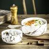 Nordic Style Marble Ceramic Bowl, Home Tableware Set, Porcelain Breakfast, Rice Dinner, Noodle Soup, Round Bowls
