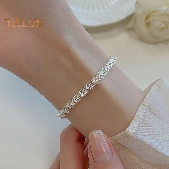 Women Bracelet Hollow Out Adjustable Length Retro Style Silver Plated Anti-rust Prom Daily Dating Wrist Chain Lady Jewelry Birthday Present