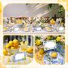 Capri Lemon Place Cards Blue Tile Table Name Labels Yellow Lemon Tent Cards Food Label For Wedding Bridal Shower Table Setting