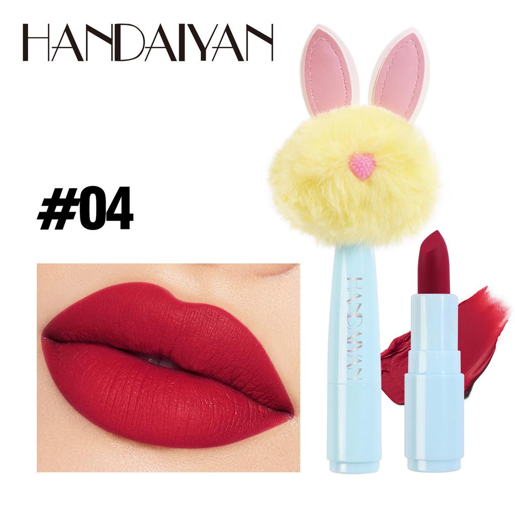 Handaiyan 5 Color Mini Rabbit Plush Dumplings, Dill Matte Lipstick Red