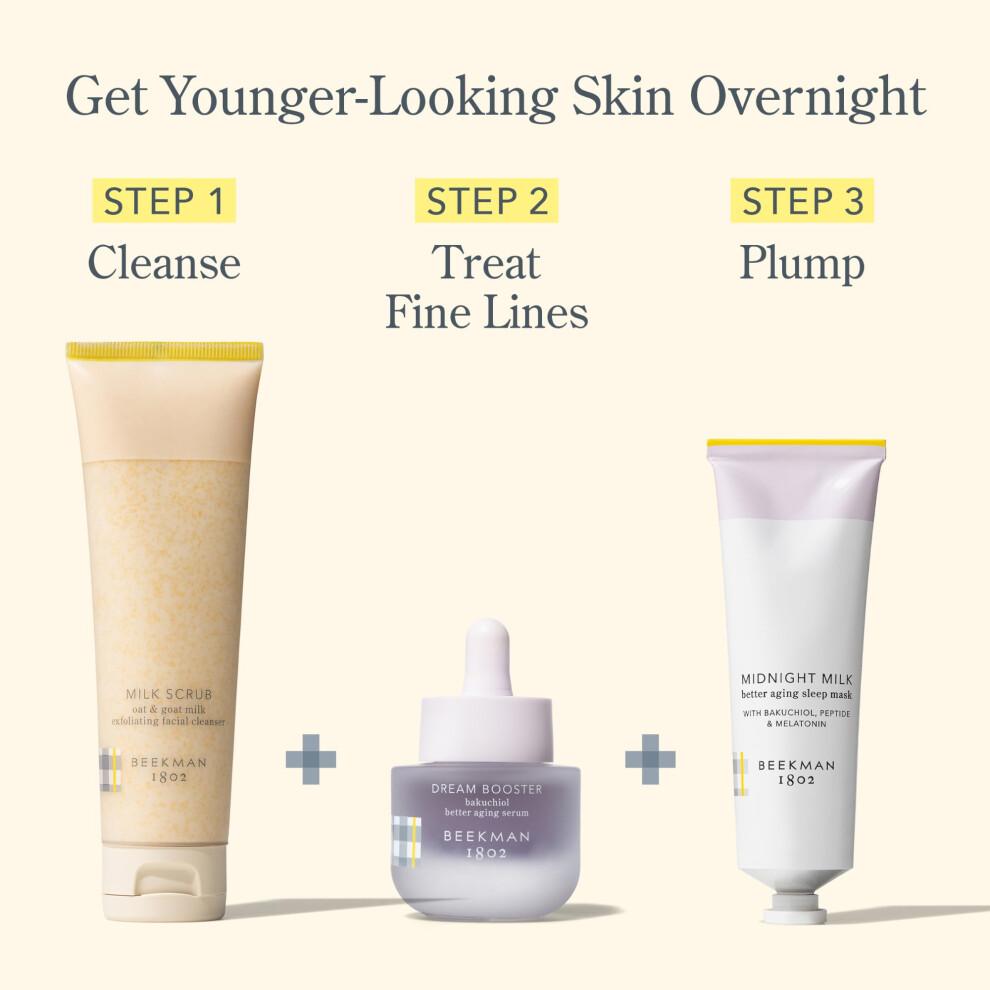 Beekman 1802 Dream Booster Bakuchiol Face Serum - Retinol Alternative fr empfindliche Haut - feine Linien & Porenminimierer - Veganer - Duftfrei