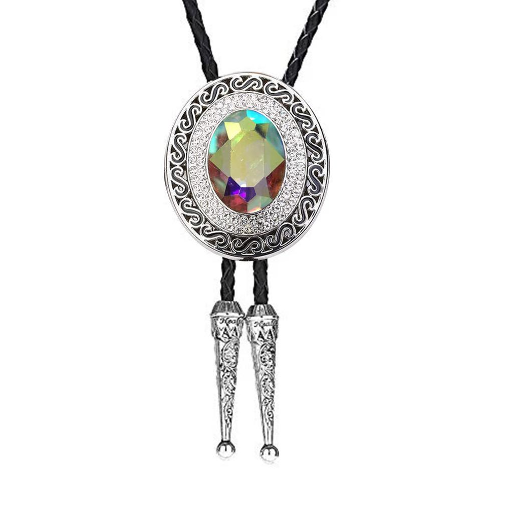 Винтажный западный ковбойский галстук-боло Кристальный галстук Панк Круглой формы Ожерелье Аксессуар для костюма Американский галстук-бола Западный