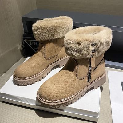 Плюшевые короткие ботинки женские новые европейские американские модные теплые удобные хлопковые ботинки для отдыха на открытом воздухе зимние ботинки 2024