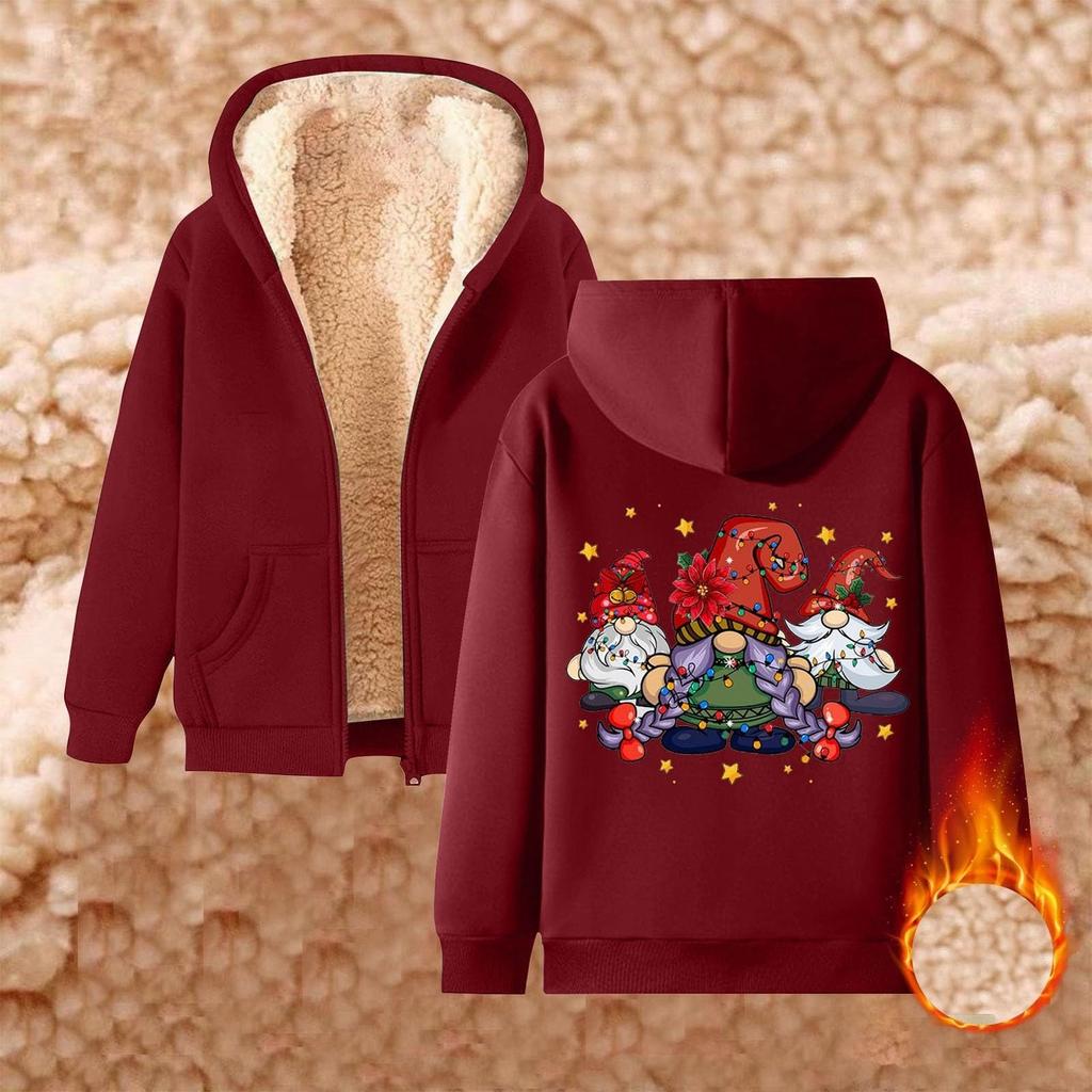 Женская плюшевая и толстая теплая свободная куртка-кардиган с капюшоном и принтом