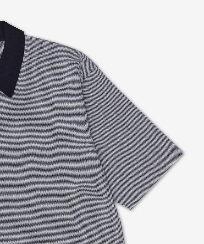 Batoneo 32G Smooth Knit Short Sleeve Polo Shirt - Ivory:Black / Bnse004Ivoryblack