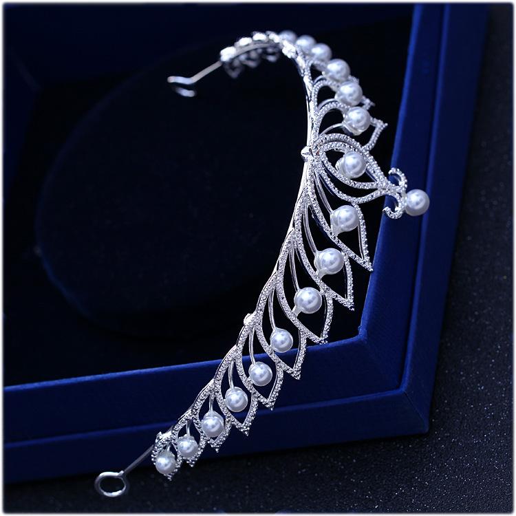 Великолепные посеребренные хрустальные жемчужины свадебные тиары корона из розового золота сплав горный хрусталь диадема ободок свадебные аксессуары для волос