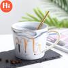 Hi European Gold Stamping Mark Loving Cup of Coffee Sir MS Letter Men Women Ceramic Mugs Marble Cup