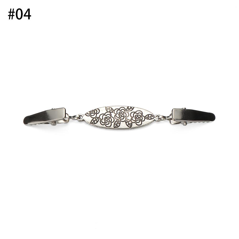 1PC Vintage Shawl Brooch Rhinestone Flower Patterns Duck Clip Clasps Cardigan Sweater Scarf Blouse Collar Clips Pins For Ladies