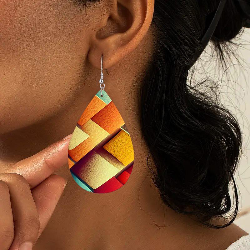 2 пары уникальных абстрактных многоцветных серег из ПУ кожи, модные серьги, легкие и трендовые для повседневной носки, элегантные серьги, серьги для вечеринки