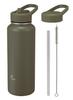 CB Japan SOLUND Active Direct Vacuum Santeco Bottle, 1.1L, Khaki, Drinking, Straw, 2-Way Type, Insulated, Dual-Layer Construction,