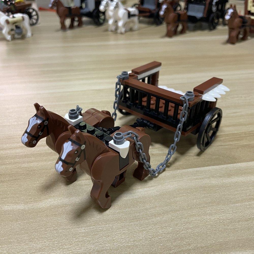 Building Blocks Moc Carriage Medieval Chariot Paddy Wagon Military Weapons Accessories Weapons Assembly Scene Model