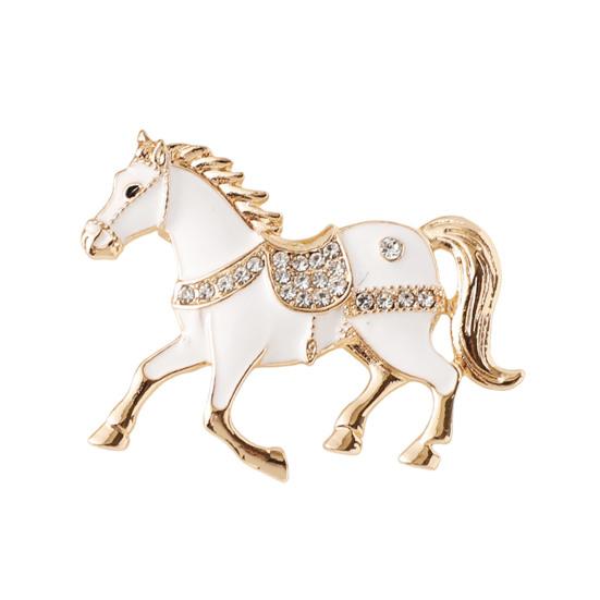 1/4Pcs Horse Brooch Alloy Enamel Pin with Rhinestones Inlaid Clothes Hats Bags Collar Badge Fashion Accessories