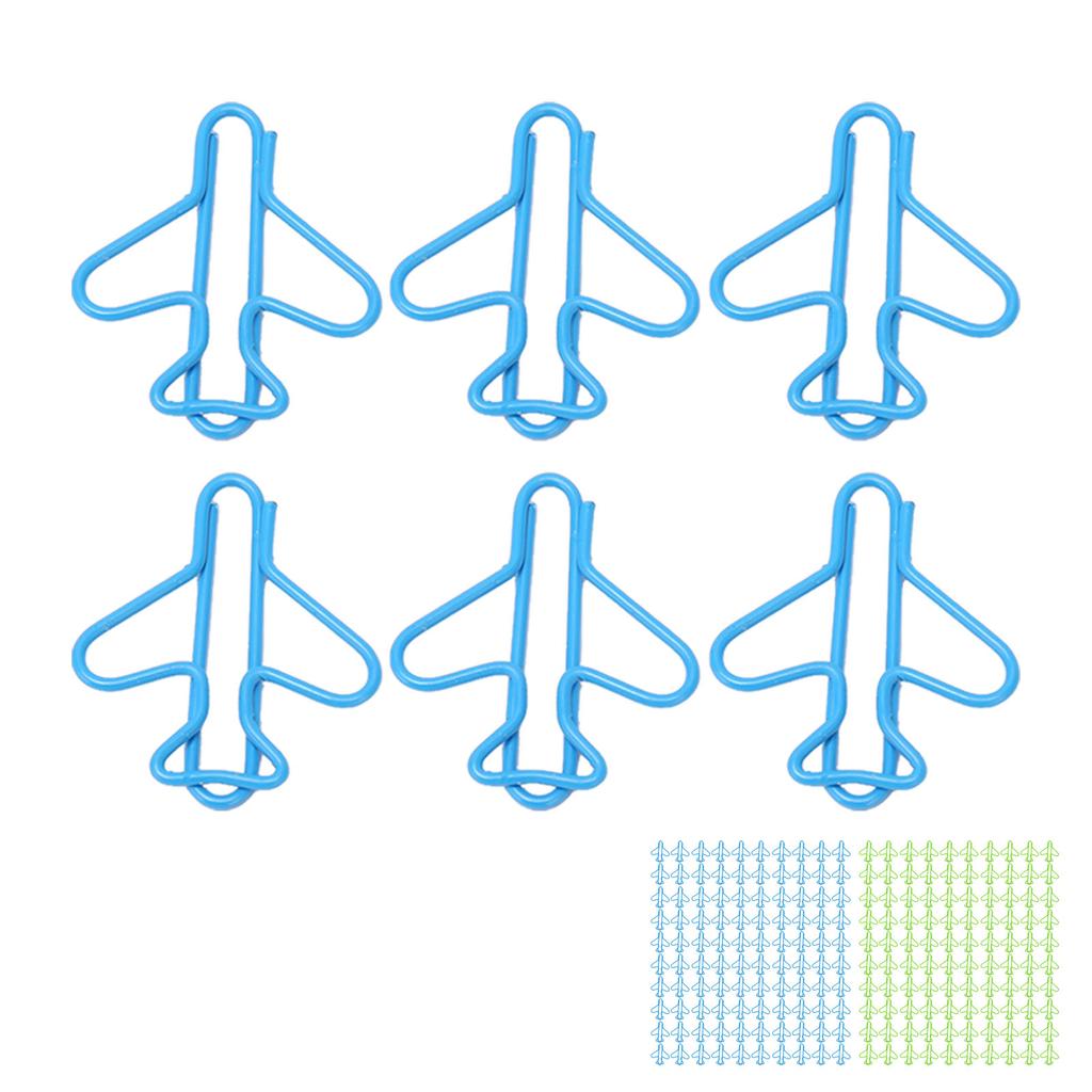 100 шт. милые скрепки в форме самолета, дизайн, покрытая проволока, яркие цветные необычные скрепки для скрапбукинга 