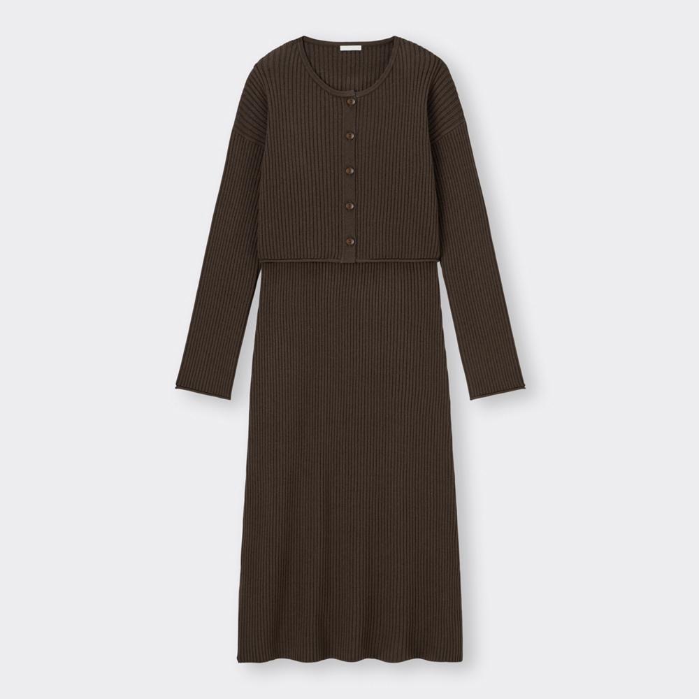 Платье Gu Multi Way Rib Knit с длинными рукавами 