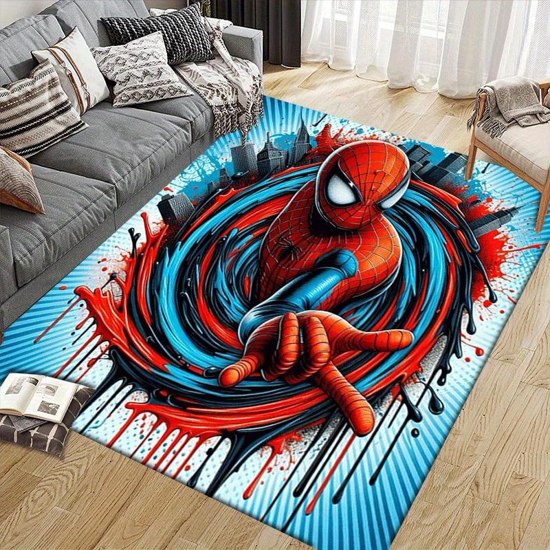 1pc Spider-man Pattern Area Rug Soft Flannel Floor Mat for Living Room, Office, Bedroom, Outdoor and Camping, Sofa Coffee Table Floor Mat, D