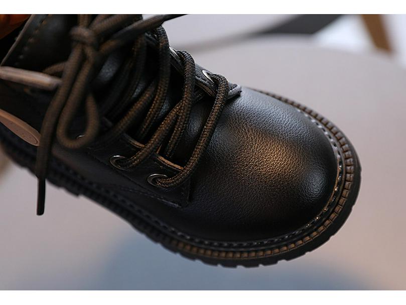 Детские ботильоны из мягкой кожи в британском стиле на осень/зиму 2025 года, нескользящие, на шнуровке и молнии