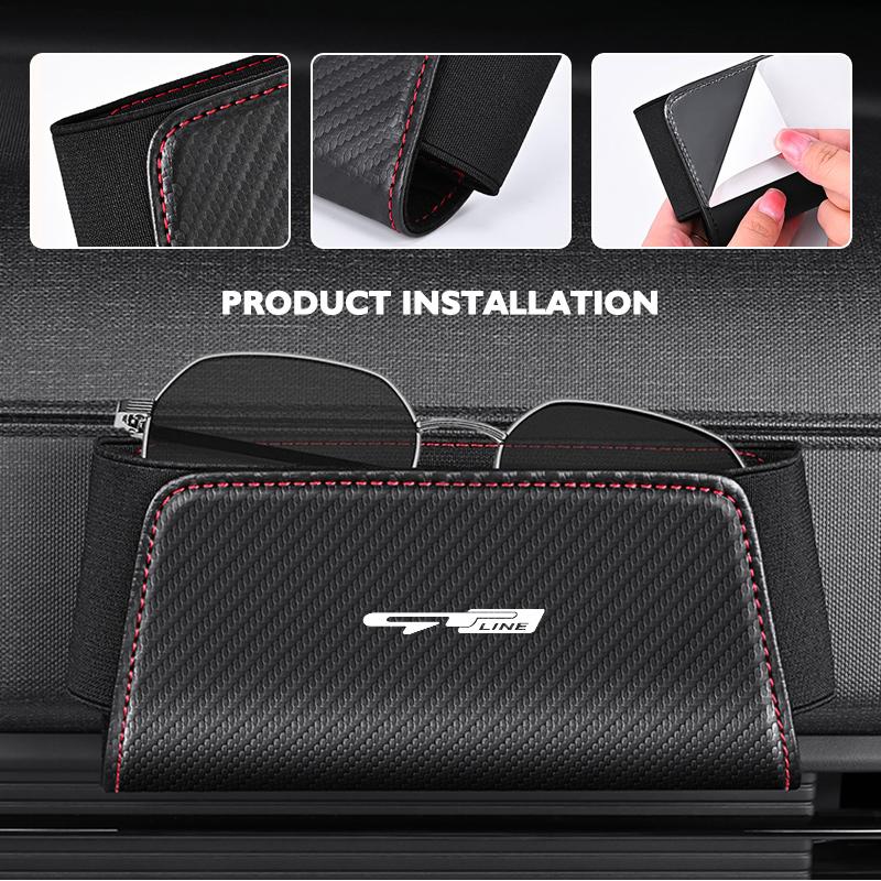 AANS1 Leather Car Door Organizer Phone Sun Visor Glasses Key Storage Bag For KIA Proceed Sorento Cerato Optima Sportage Ceed Niro Soul