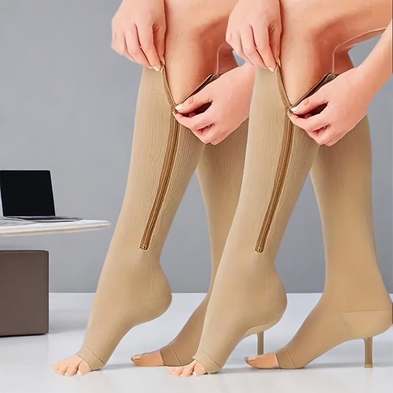 Unisex Double Zipper Sports Compression Socks for Outdoor Activities, Designed to Slim The Legs And Provide Calf Support.