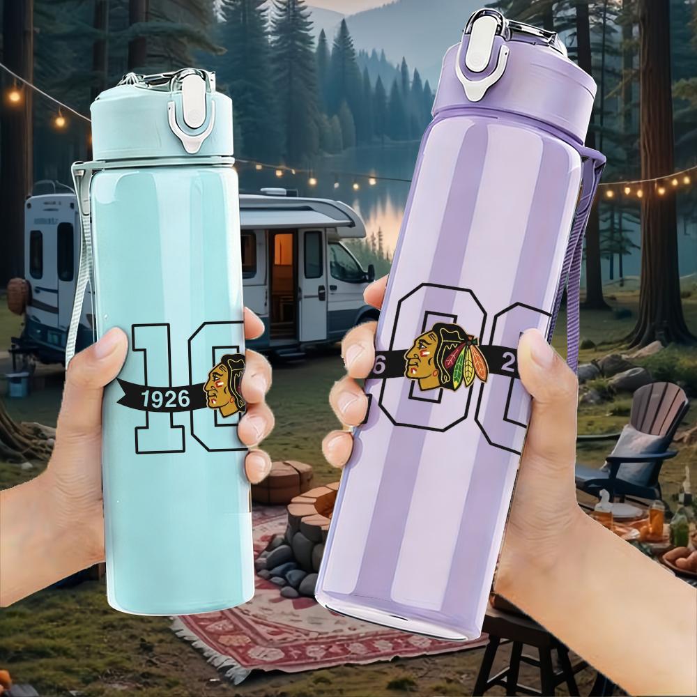PC Number One Hundred Bold Text Print 750ml colorful plastic sports water bottle leakproof pop up lid with straw for outdoor work home use