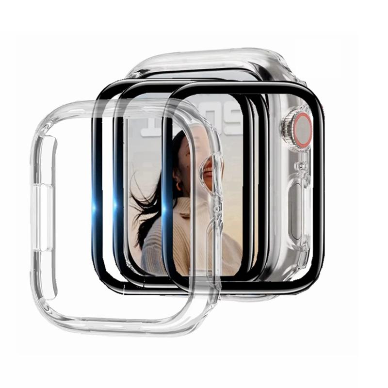 1 чехол + 3 Гидрогелевых Защитных Пленки Для Apple Watch Ultra 44мм 45мм 40мм 41мм 38мм 49мм 42мм 46ММ