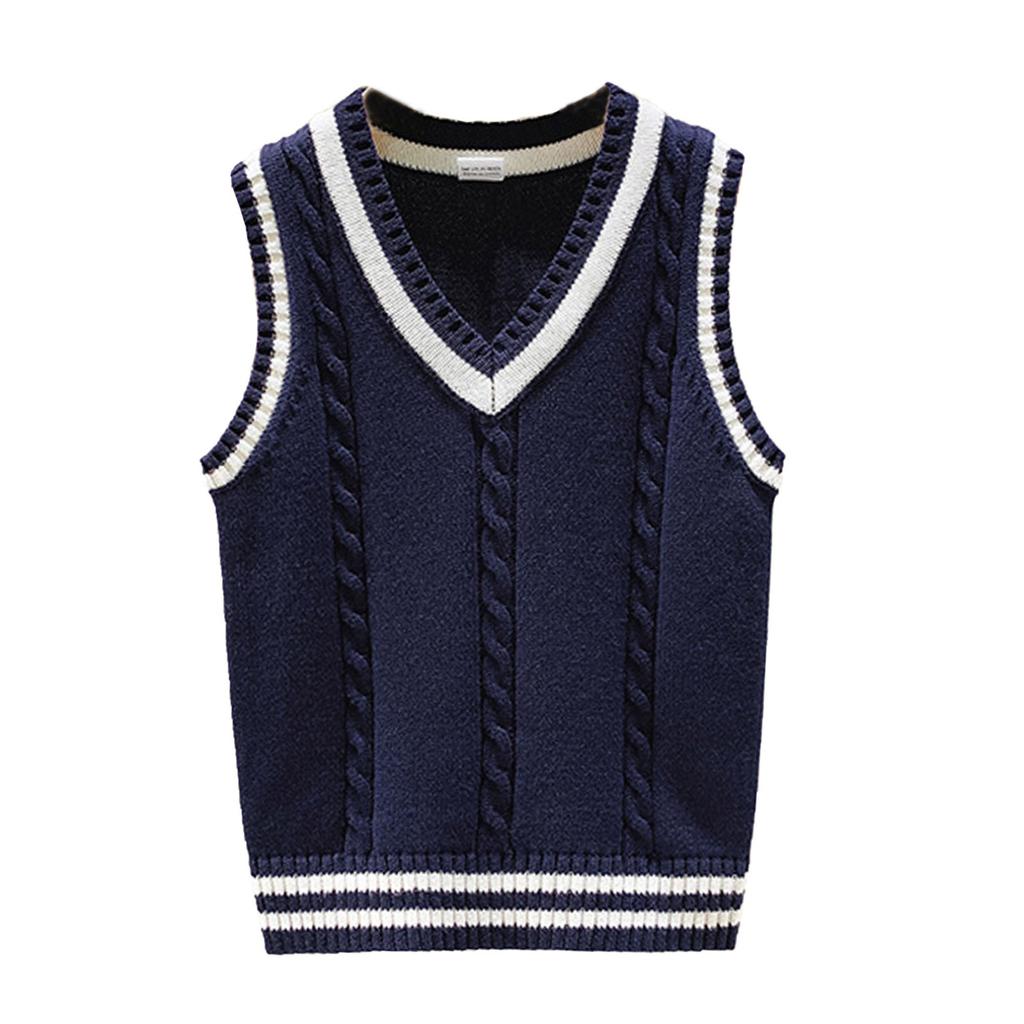 Boys Girls V Neck Sweater Vest Kids Unisex School Casual Sleeveless Waistcoat