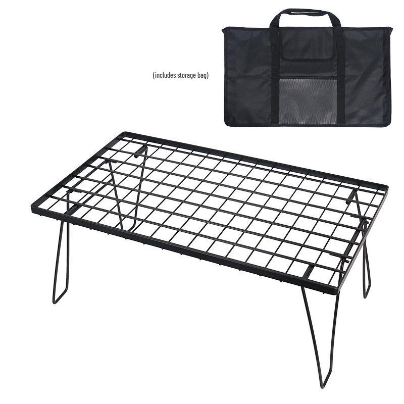 Портативный бамбуковый обеденный стол с сетчатой полкой для кемпинга и барбекю