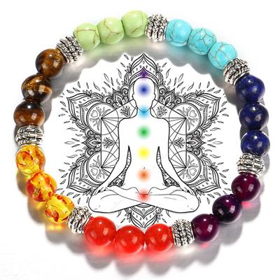 7 Чакра Браслет Бусины Натуральный Камень Исцеление Баланс Йога Будда Молитва Рейки Регулируемые Браслеты и Браслеты Женщины Мужчины Ювелирные Изделия