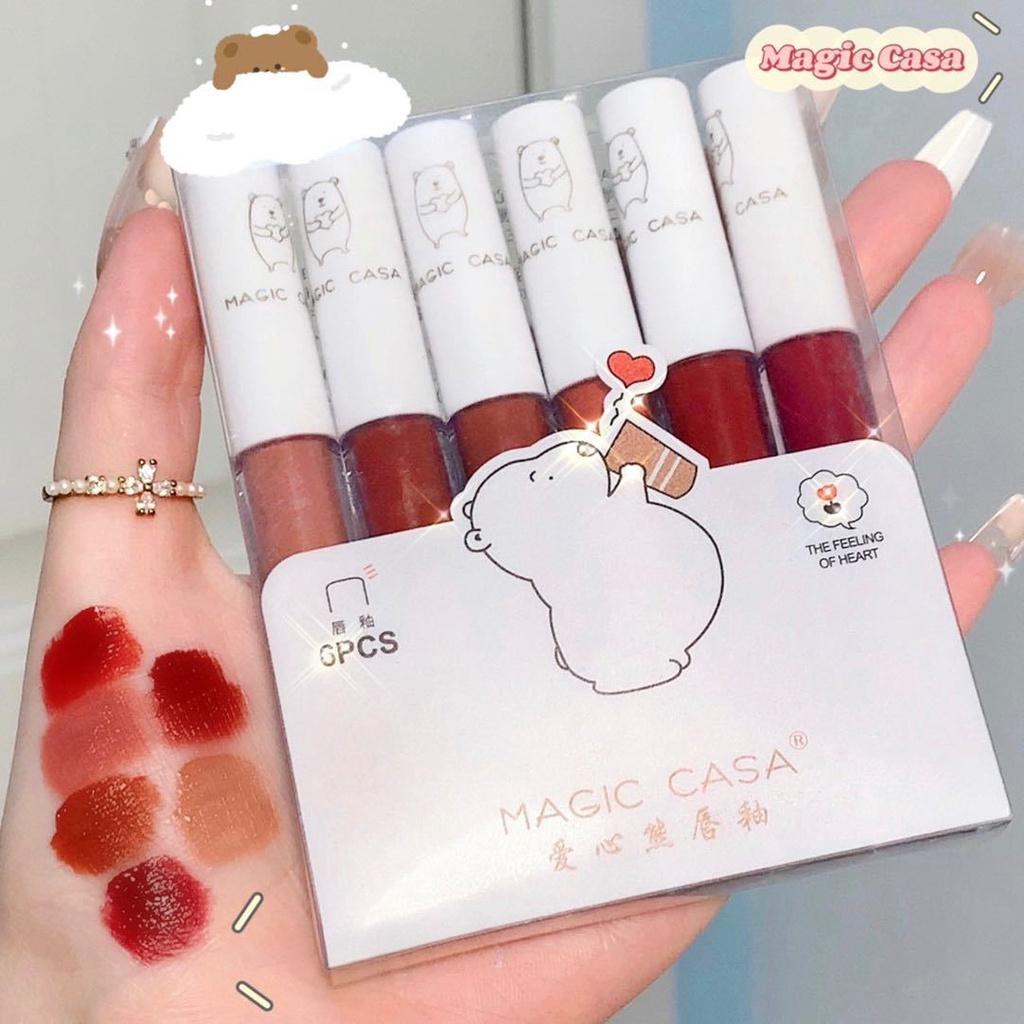 6 Sets of Lip Glaze Set Velvet Mist Non-fade Non-stick Cup White Lip Mud Matte Lipstick Long-lasting Waterproof Student Cosmetics Beauty Products