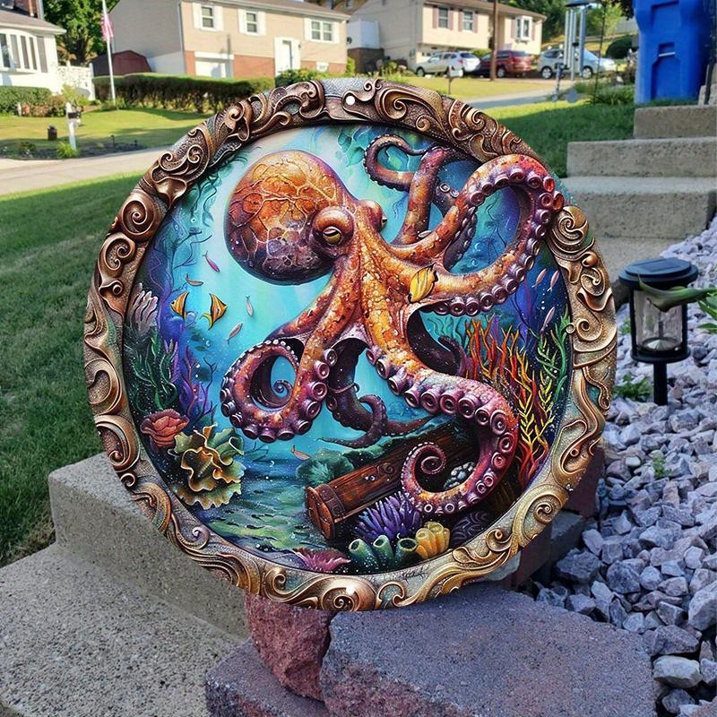 Прочная деревянная табличка «Венок с осьминогом», устойчивая к царапинам, декор для помещений и улицы, идеальный подарок на День святого Валентина