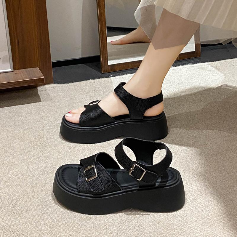 Fashion Aphixta Summer Cool Transparent Platform Shoes Women Sandals Height Increaming Buckle Thick Soled Beach Slides Plus Size 43