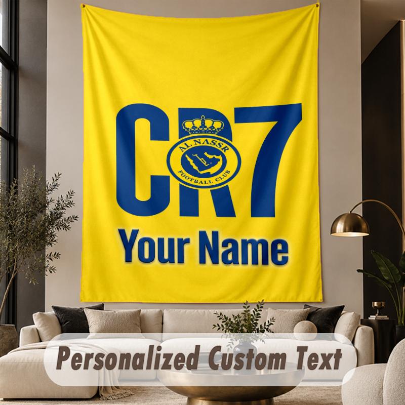 Custom Text Tapestry Cristiano Ronaldo Print Wall Tapestry Indoor Living Room Wall Decor