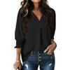 Women's Fashion V-Neck Casual Solid Color Three-Quarter Sleeve Top