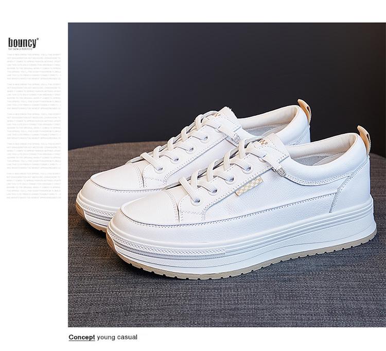 Женские повседневные кроссовки из натуральной коровьей кожи - модная белая обувь весна/осень 2025 г.