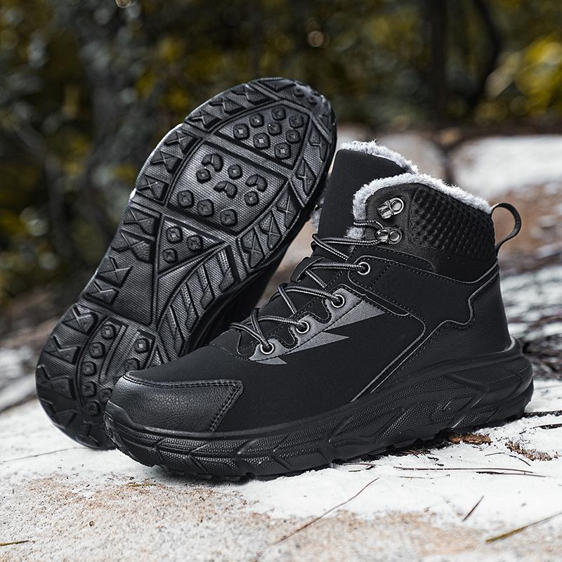 Fashion Winter Outdoor Mens Climbing Shoes Warm Men Hiking Boots Male Casual Sneakers Leather Mens Snow Boots Non-slip Work Ankle Boots