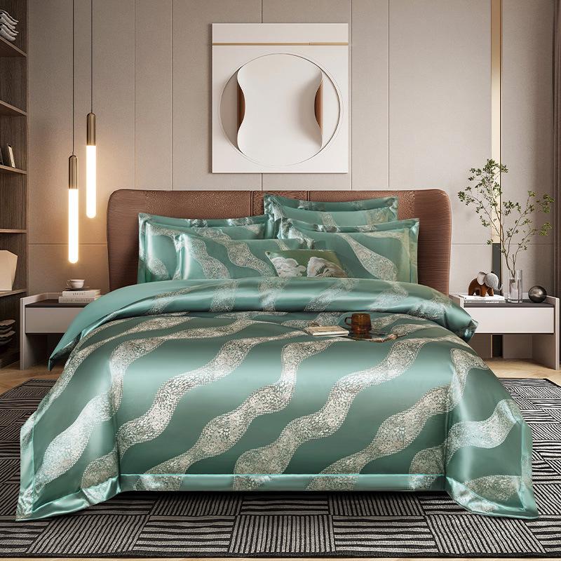 Европейский Хлопковый Сатин Жаккард 4-Предметный Комплект Постельного Белья, Дружелюбный к Коже