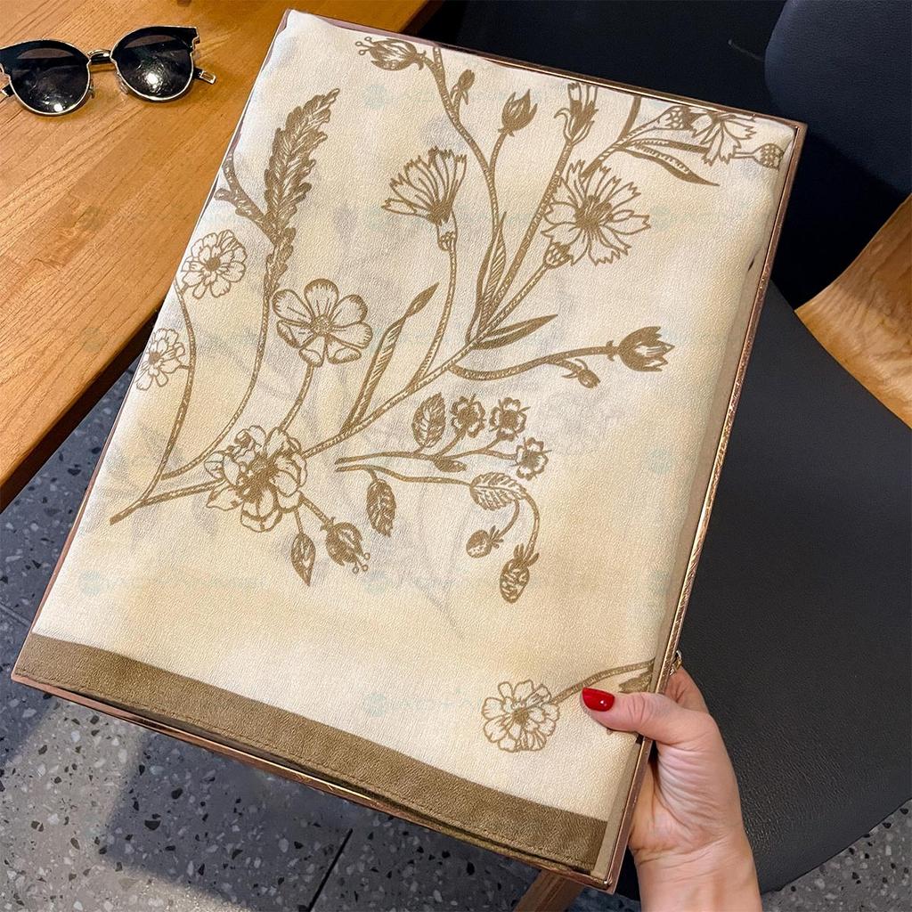 Elegant Women's Scarf Autumn Winter Printed Cotton Linen Shawl Korean Design Luxury Style Popular Fashion Women's Scarf