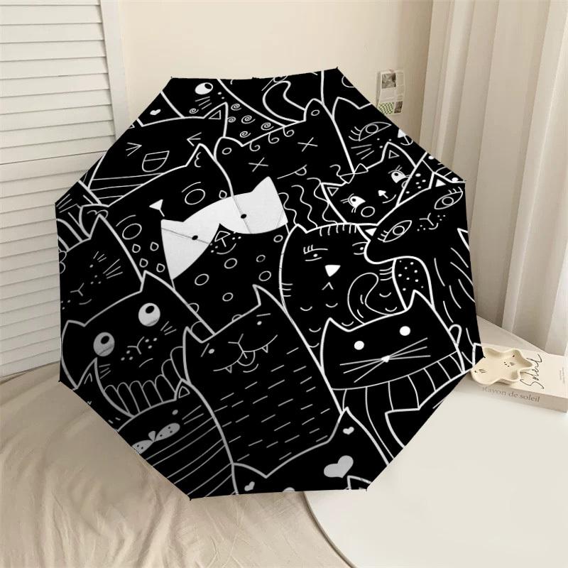 1PC cat pattern Automatic Open/Close Umbrella with Windproof, 8-Rib Sturdy Canopy, Durable Ribs, Fashionable Design1378A