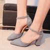 SummerSandalias Femeninas High Heels Flock Pointed Sandals Sexy Female Summer Shoes Mujer Zapatos Mujer Pumps Shoes for Wedding