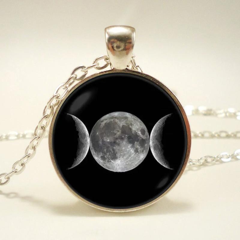 Лунная Богиня Шея Цепочка Ожерелье Кулон Стеклянный Кабошон Ожерелье Женское Ожерелье Ювелирные Изделия
