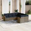 8 Piece Garden Sofa Set with Cushions Gray Poly Rattan