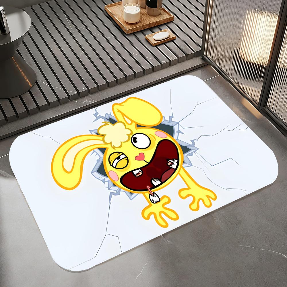Аниме H-Happy Tree Friends Напольный коврик, Диатомовый коврик для ванной, Быстросохнущий, Впитывающий, Нескользящий коврик для двери