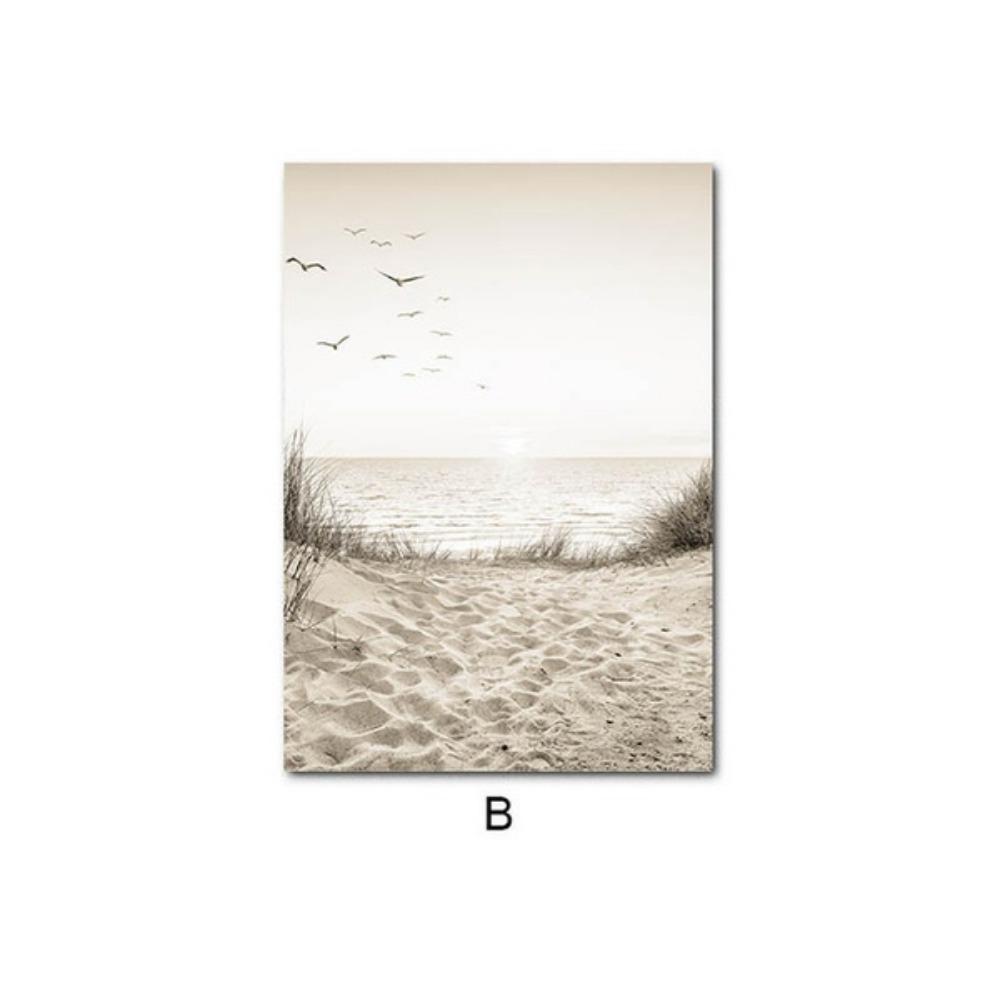 Природный пейзаж Пляж Закат Стена Арт-постер Скандинавская печать Современная живопись Гостиная Спальня Домашнее украшение Фреска