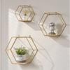 Iron Art Storage Shelf Wall Mounted Hexagon Storage Holder Storage Rack for Bedroom Living Room Office Organizer Decor