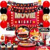 Movie Night Birthday Party Decorations,Movie Night Party Decorations and Tableware Plates Tablecloth Napkins Balloons Banner Etc