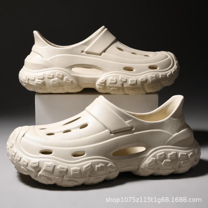 Летняя новая верхняя одежда нескользящие дышащие толстоподошвенные тапочки с закрытым носком повседневные приморские пляжные сандалии обувь с отверстиями мужчины